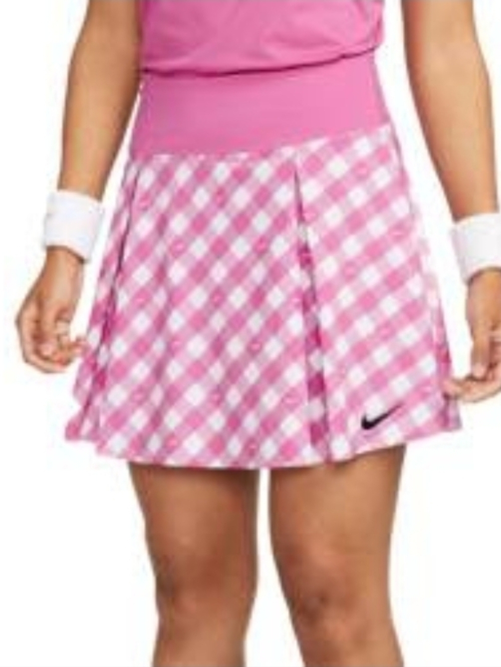 NWT Nike Women's 15" Dri-FIT Printed Golf Tennis Skort Pink White Plaid Sz XL